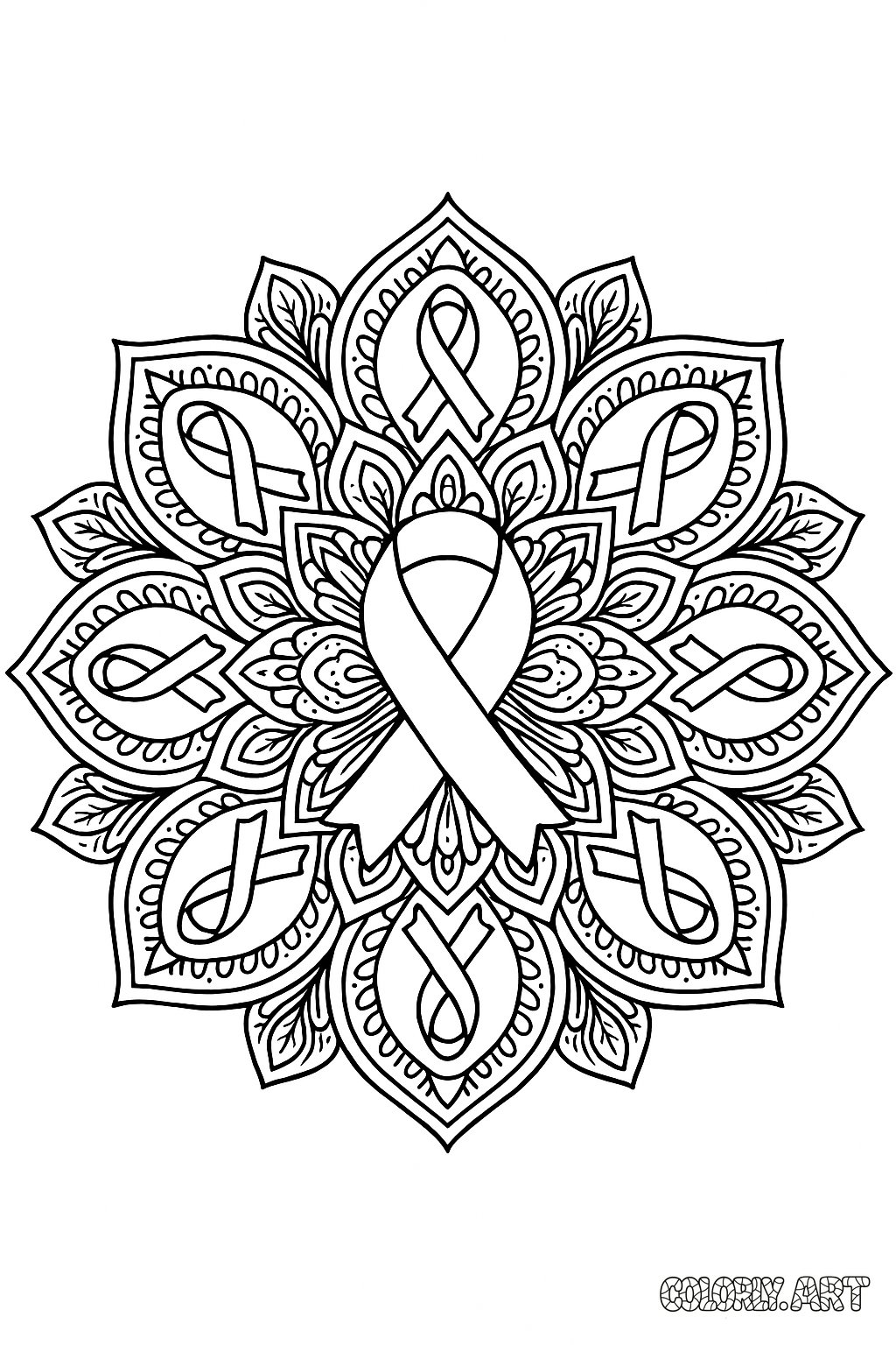 Cancer Ribbon Mandala